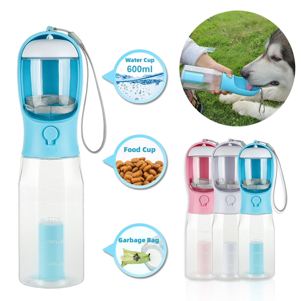 3-in-1 Pet Water, Food, and Poop Dispenser Bottle